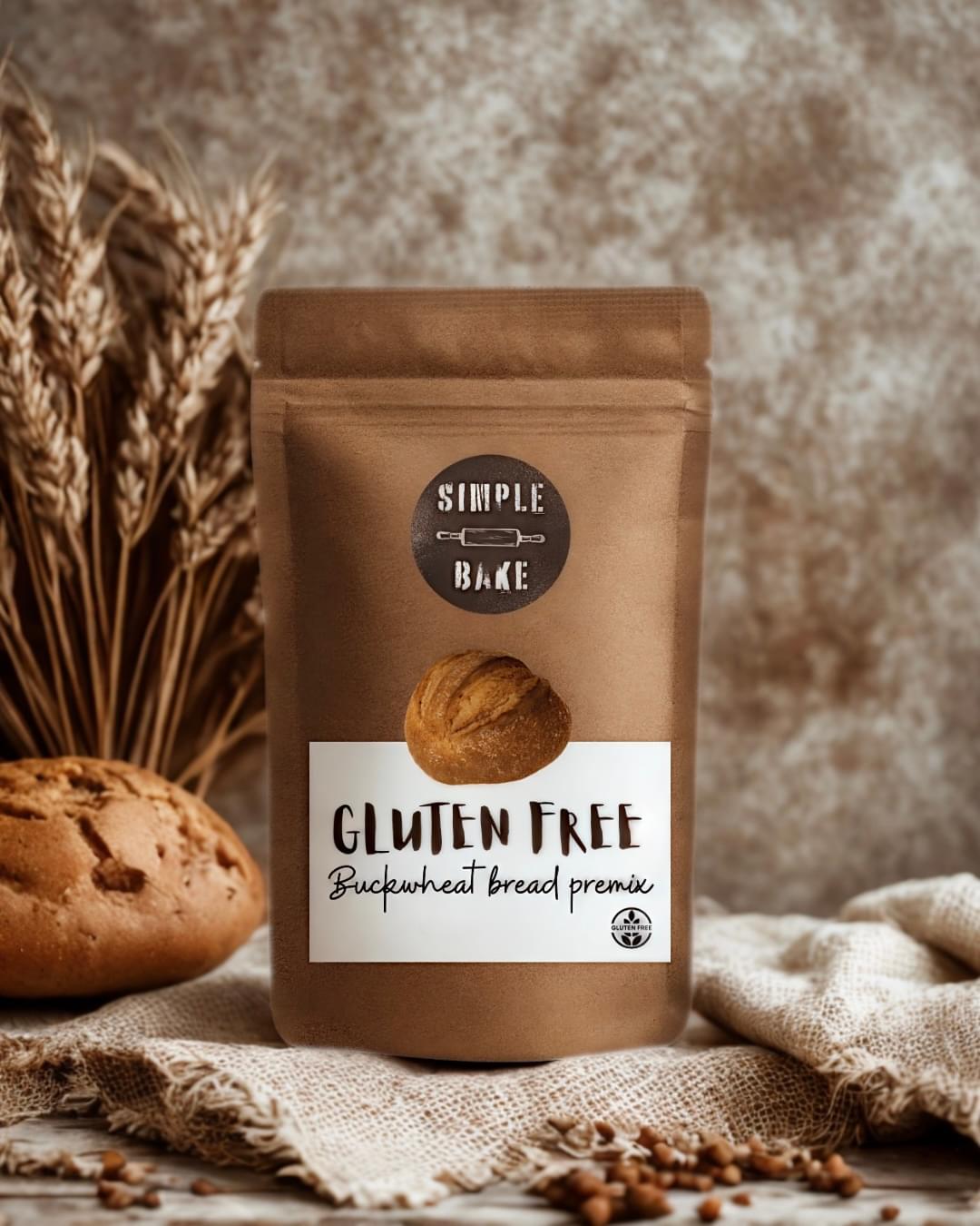 Gluten-free buckwheat bread premix pouch by Simple Bake, made fresh to order in the UK