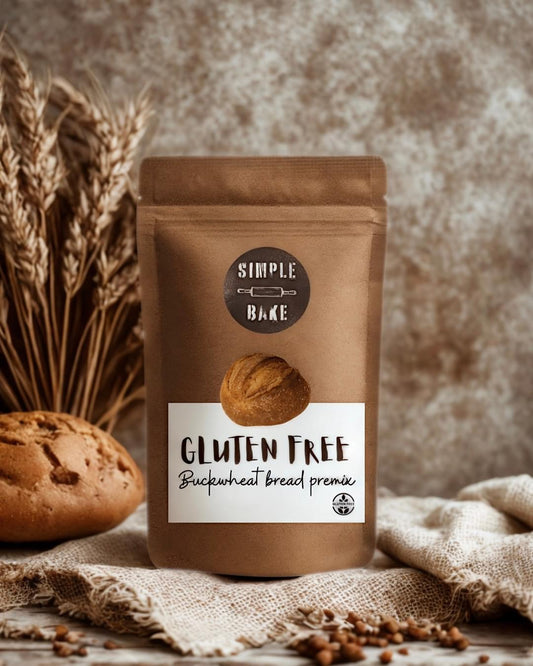 Gluten-free buckwheat bread premix pouch by Simple Bake, made fresh to order in the UK